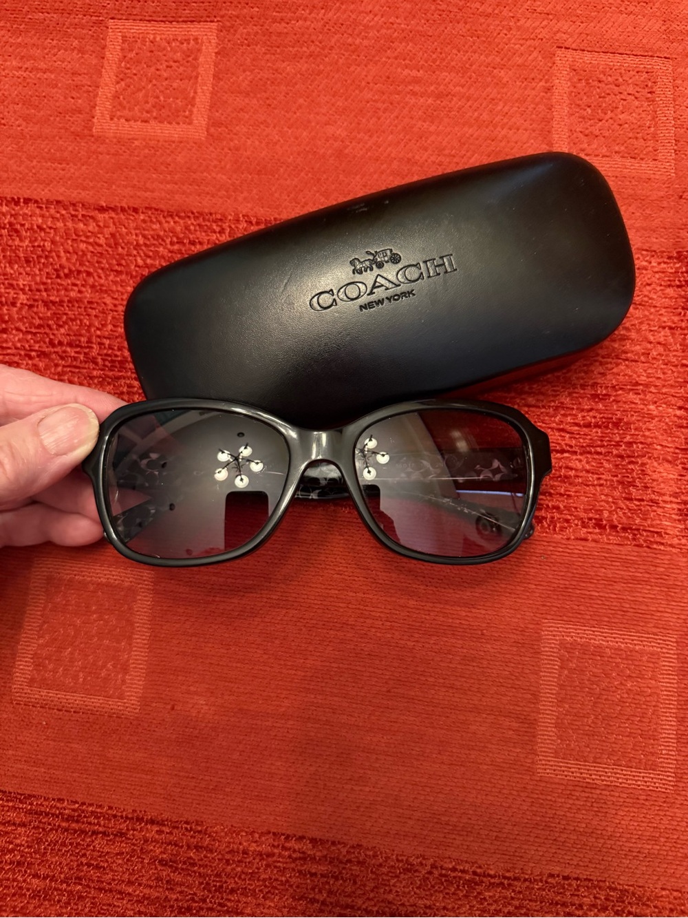 Coach Black Sunglasses with Crystal Accent